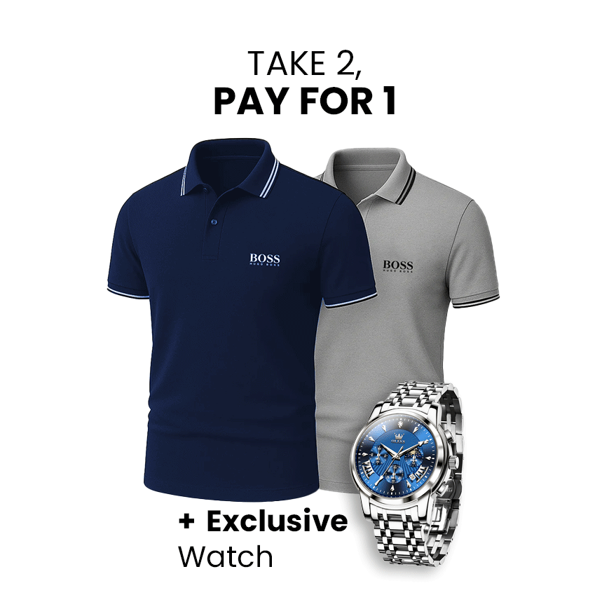 [Buy 2 Pay 1] 2-Pack Premiere Polo Shirts + Exclusive Watch